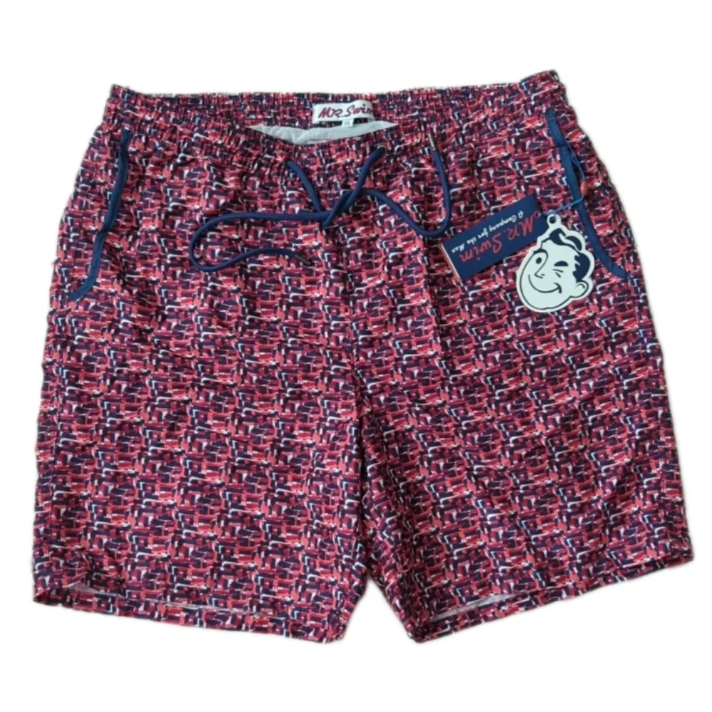 Mr.Swim Geo Chevron Red/Orange Mesh Swim Trunk Shorts Size XXL NWT